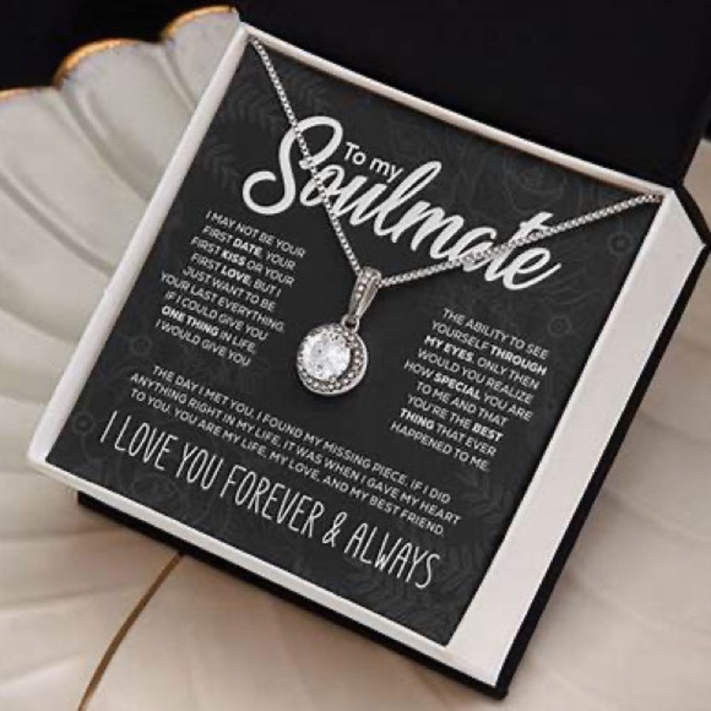 🆕 Elegant .925 Sterling Silver “Soulmate” Necklace CZ Zirconia Diamond Pendant